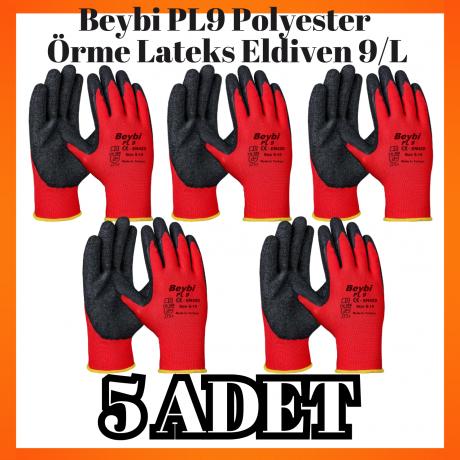 Beybi PL9 Polyester Örme Lateks Eldiven 9/L