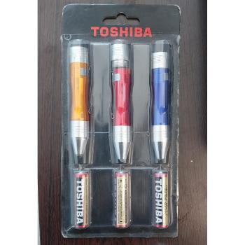 Toshiba 3 lü El Feneri - Mini Kamp Feneri - 3 Kalem Pil