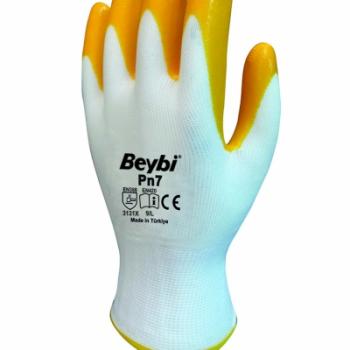 Beybi Pn7 (Elk7) Sarı Nitril Kaplı Polyester Eldiven No:9L 12Çift