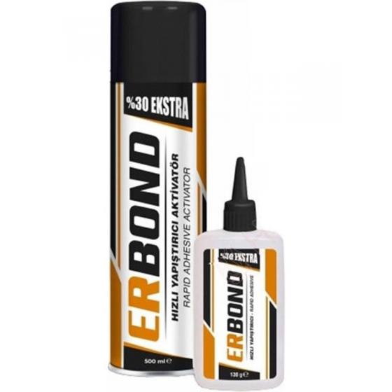 Erbond Mdf Hızlı Yapıştırıcı 500 ML + 130 Gr. Sprey Sunta Yapıştırıcısı Ahşap Cam Plastik